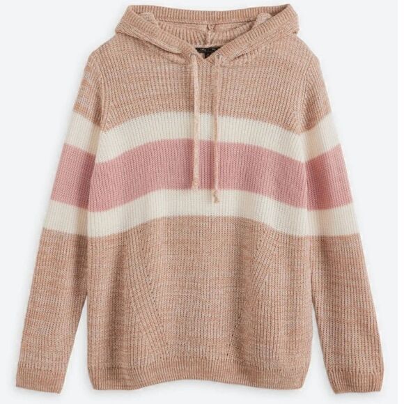 LETY & ME Adina Colorblock Hooded Pullover beige 1X NWT stitch fix - Picture 1 of 6